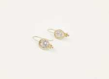 14K Gold White Clear CZ Drop Earrings