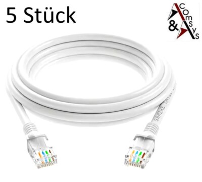 5pcs 2m Ethernet cable patch cable network cable LAN cable Cat5e RJ45 silver