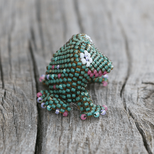 NATIVE AMERICAN ZUNI BEADED FROG BY FARLAN & ALESIA QUETAWKI - Imagen 5 de 7