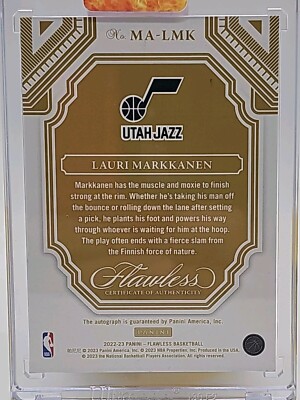 2022 PANINI FLAWLESS LAURI MARKKANEN MOMENTOUS AUTOGRAPH