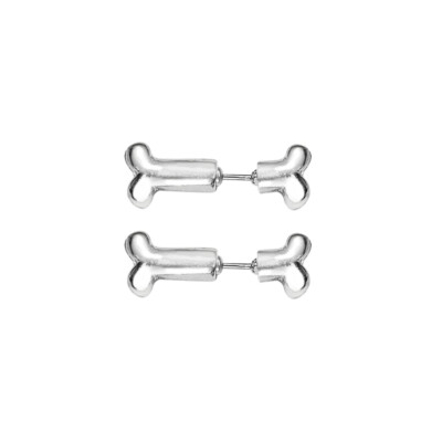 Pair of Dog Bone Design Pierced Earrings 20g Surgical Steel