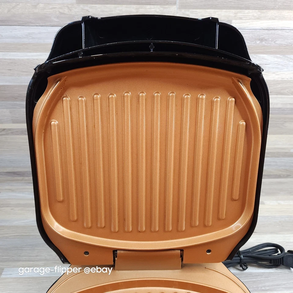 Parrilla interior portátil de cocción rápida antiadherente cobre acero Gotham bandeja de goteo baja en grasa Foto 3 de 4