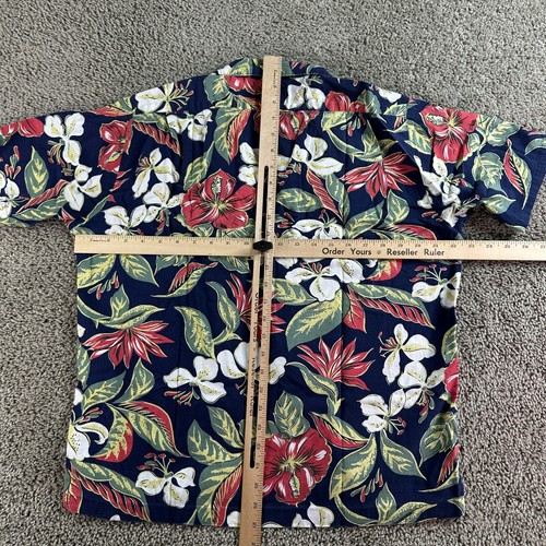 VINTAGE Hilo Hattie Hawaiian Shirt Womens Medium Blue Floral Burst Cotton Rayon - Picture 8 of 12