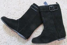 NWT 12 Gap Kids Black Suede Riding Buckle Boots Shoes
