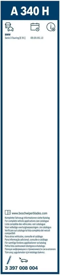 Limpador de para-brisa traseiro A340H Bosch para 328 325 quadro BMW 330i xDrive 328d - Imagem 3 de 3