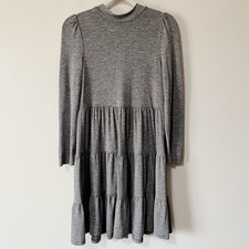Ann Taylor NWT Light Heathered Gray Tiered Mock Neck Shift Dress Size XS Petite