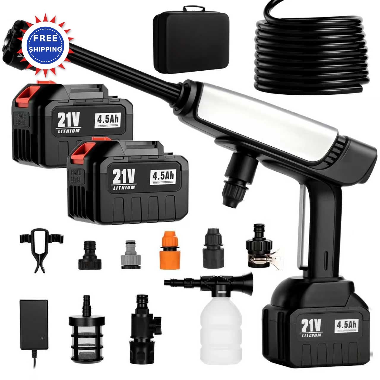 Cordless Pressure Washer Battery 2pcs 4 5Ah Battery Charger 