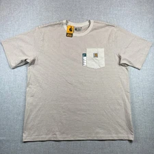 Carhartt Striped Heavyweight Pocket Tee Mens 2XL Cream Relaxed Workwear Utility
