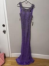 Sherri Hill Gown Purple Beaded Prom Dress Size 6 Silk Sparkles Formal