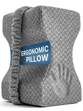 UJPFEO Knee Pillow for Side Sleepers-Memory Foam Leg With Strap, Grey
