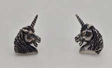 925 Sterling Silver UNICORN Pierced Stud Earrings