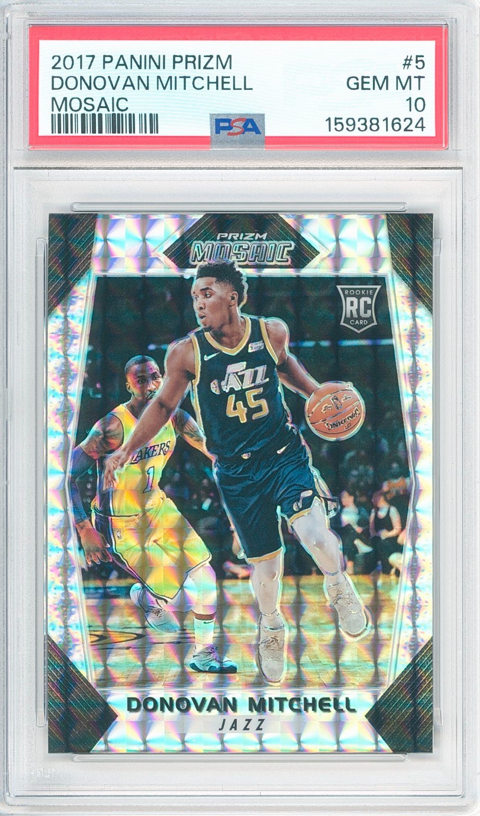 2017-18 Panini Prizm DONOVAN MITCHELL #5 Silver Mosaic Rc 💎 PSA 10 Gem Mint