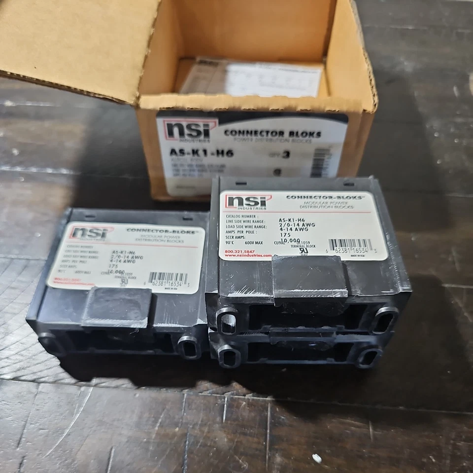 QTY 3 - NSI Industrial AS-K1-H6 Distribution Block, 600V Max  - Image 3 of 4