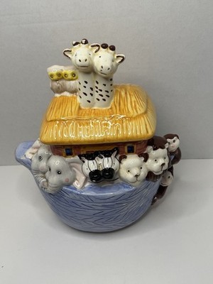 Noah Ark 11'' Ceramic Cookie Jar or Pet Treat Container Jay Imports Read