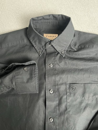 Ariat Hemd Herren Small Schwarz Langarm Button Down Western Cowboy Arbeit - Bild 6 von 13