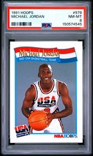 1991 HOOPS #579 MICHAEL JORDAN PSA 8