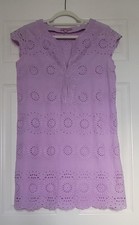 Calypso St. Barth Lilac Eyelet Tunic CoverUp Dress Embroidered Cap Sleeve SMALL