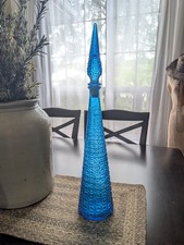 MCM Empoli Aztec Dots Squares Blue Genie Bottle  (Broken Stopper )