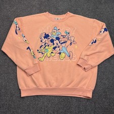 Disney Mickey  Friends Sweatshirt Women's Large Pink/Peach Y2K Pullover