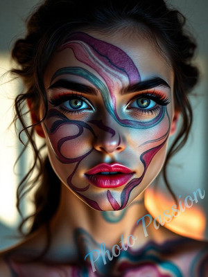 Foto A4 Portrait Frau Face Paint Künstlerisch Poster Kunstdruck (4168)
