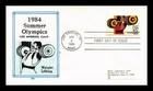 US COVER SUMMER OLYMPICS LOS ANGELES WEIGHT LIFTING AIR MAIL FDC REID CACHET