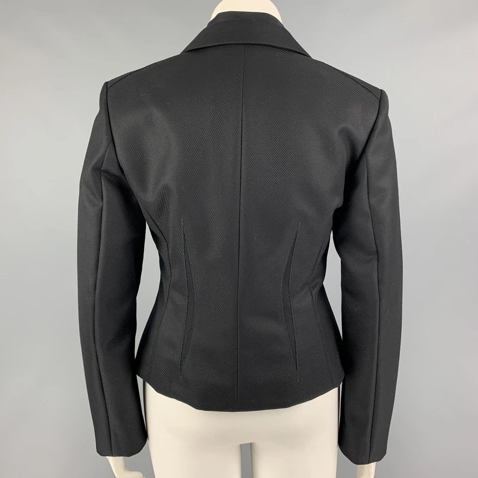 BRIONI Size 10 Black Wool Notch Lapel Cropped Jacket Blazer - Image 4 of 4