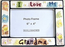 NEW Ceramic I LOVE MY GRANDMA Raised Pastels Design Picture Frame Photo 6"x4"