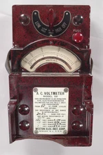 Weston AC Voltmeter Model 330, Brown Bakelite Case (Cracked), UNtested, Display