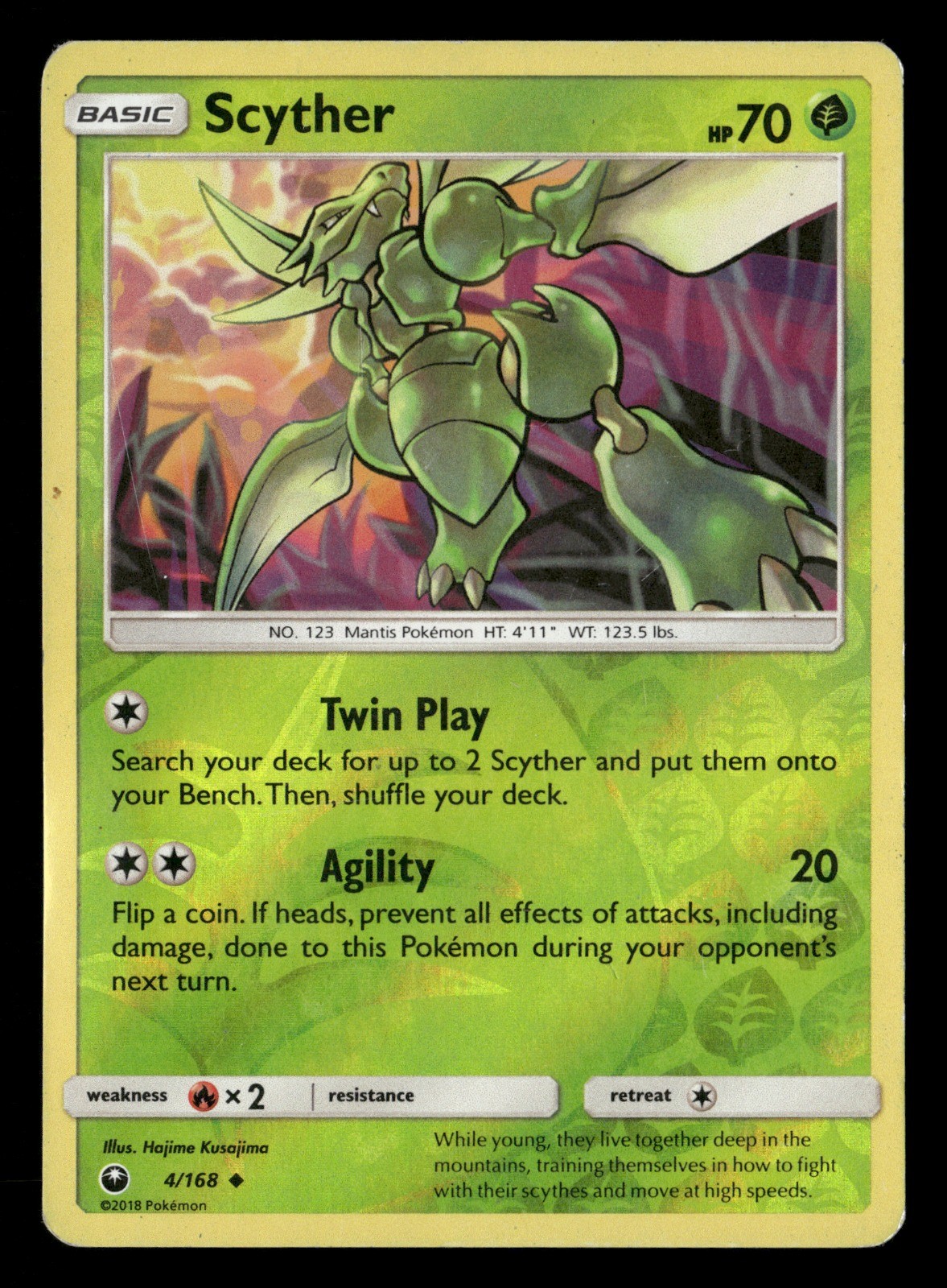 Scyther 4/168 Reverse Holo SM - Celestial Storm HP Pokémon TCG