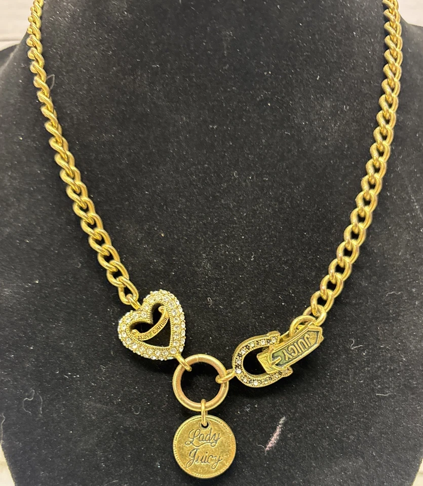 Colar Gargantilha Juicy Couture Lady Juicy Tom Dourado Strass Sorte Gota 7,25” - Imagem 4 de 4