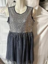 Girl  s Size XL 14-16 Gray Silver Sleeveless Sequin Wonder Nation Dress