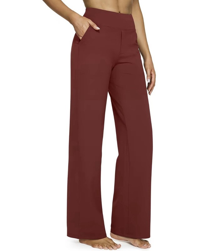 G4Free Women's EverGoing Loose High Waist Business Casual Pants Burgundy XS New
