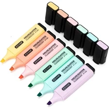 Chisel Tip Macaron Marker Pens Water Based Quick Dry Pastel Colors 6 Pack