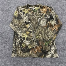 Mossy Oak T-shirt Mens Size L Camo Waffle Knit Long Sleeve Pocket Hunting Top