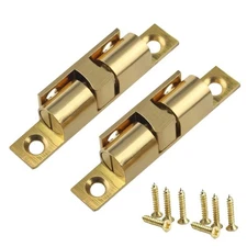 Double Ball Tension Roller Catch Latch 2 Pack 70mm Solid Brass Cabinet Door