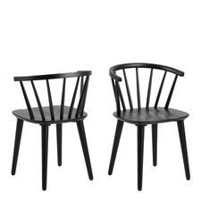 Set of 2 Wooden Dining Chairs - Modern Spindle Back, Comfortable Seat