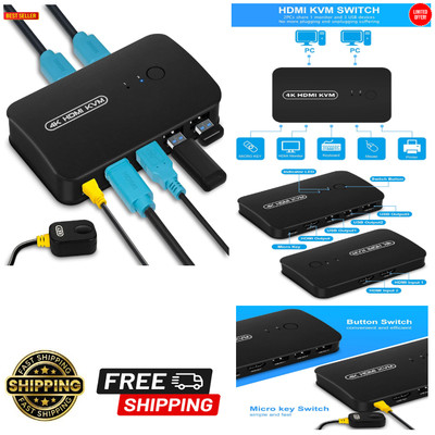 4K HDMI KVM Switch | USB-Peripherie-Teilen | 2-in-1 Kabel