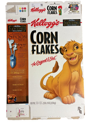 2004 Lion King Movie Kellogg's Corn Flakes Cereal Box