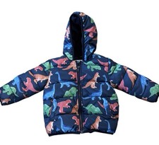 Gymboree Jacket Size 18-24 Month Blue Colorful Dinosaur Puffer Winter Coat Lined