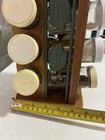 Vintage Oak Wood Revolving Spice Rack Carousel Freestanding 4-Tier 16 Glass Jars — photo 3
