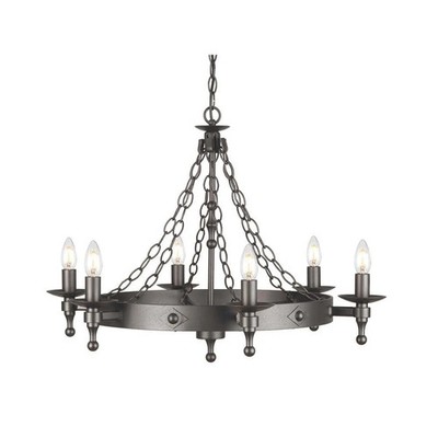 Elstead Kronleuchter Deckenleuchte Luster Warwick Graphit Schwarz 6-fach E14 LED