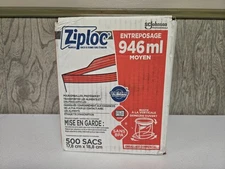 Ziploc Storage Bags, Quart, 500 Ct 7 x 7-7/16 in bags Double Zipper Seal
