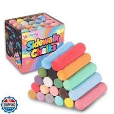 Vellibring 20 PCS Sidewalk Chalks Set Washable Colored Jumbo Chalk Bulk 20 Co