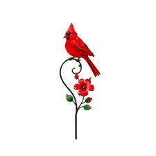 Metal Garden Stake with Cardinal Decorative for Flower Beds, Gardeners