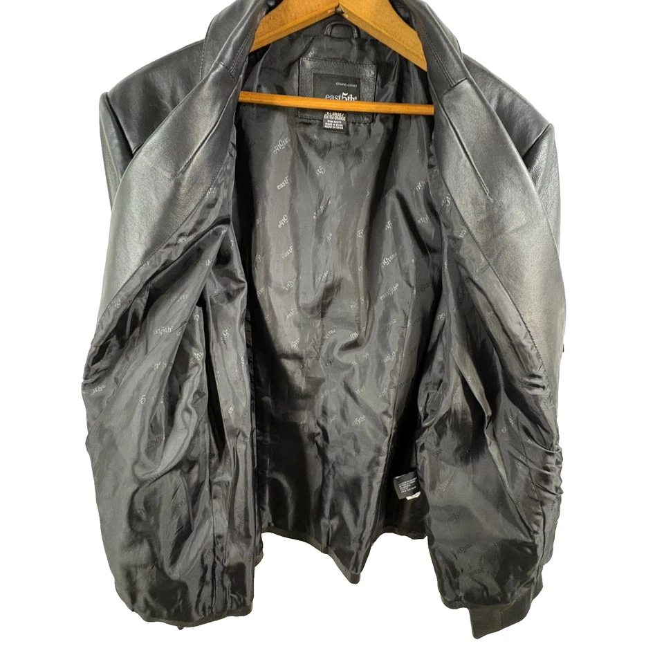 Chaqueta de cuero genuino East 5th para mujer 3 botones negra XL Foto 4 de 4