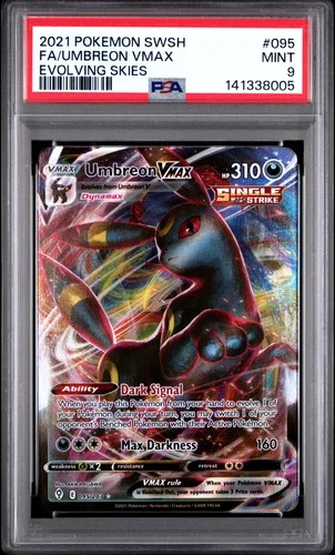 2021 POKEMON SWORD & SHIELD EVOLVING SKIES #095 FULL ART/UMBREON VMAX PSA 9