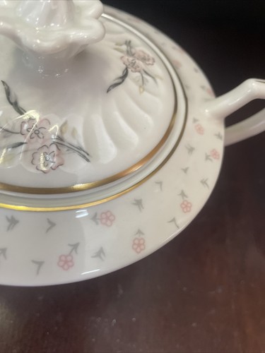 syracuse china pink floral flowers Elizabeth Covered Sugar And Creamer Set - Picture 3 of 12