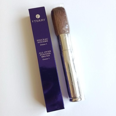 By Terry All Over Powder Brush Dome 1 , NIB , Shiny Silver Handle , Natural Hair