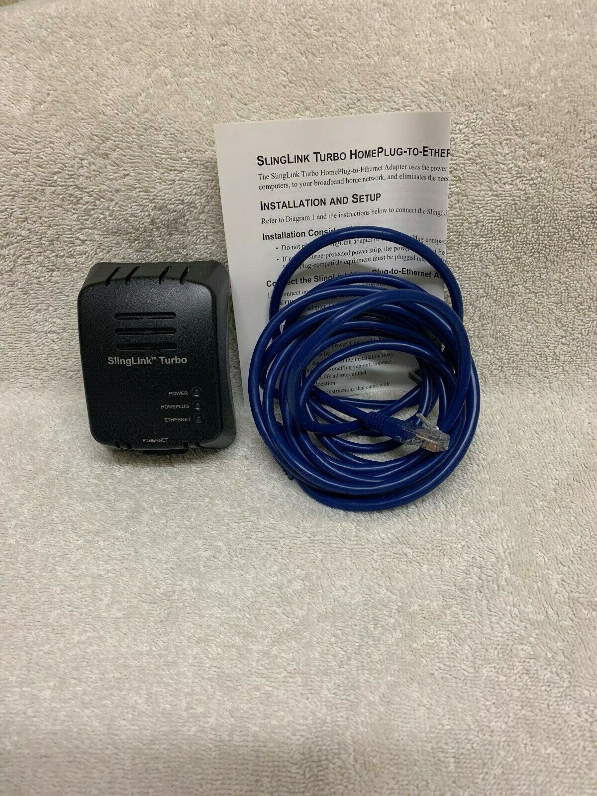 SlingLink Turbo W1 HomePlug Ethernet Adapter Model SL 300-100 157089