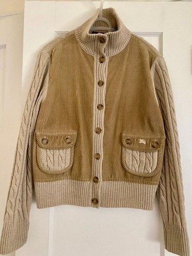 Burberry beige unisex bomber jacket corduroy and cable wool + plaid size 46 (M) - 第 2/14 張圖片